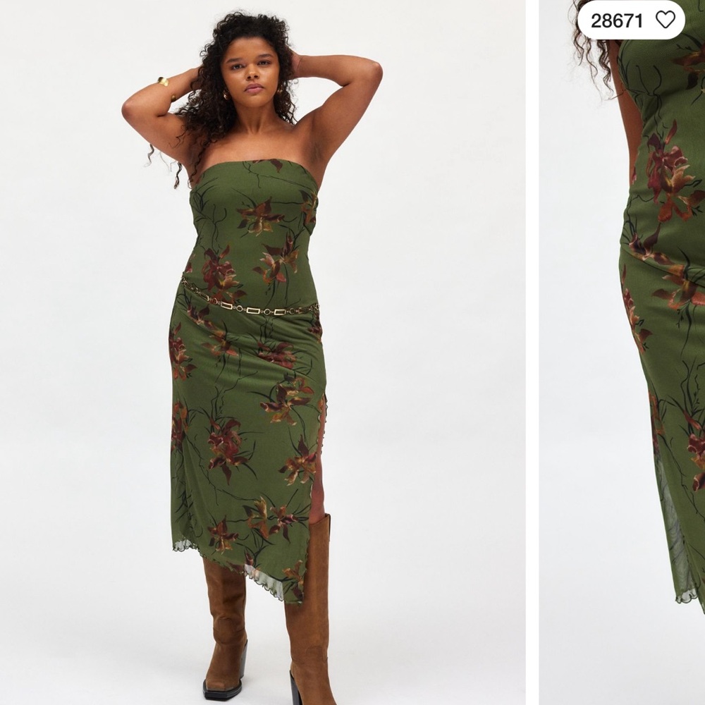 UP Samara Mesh Strapless Midi Dress